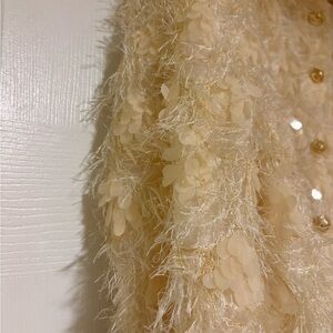 Zara Sequined Cream Blazer with Gold Buttons